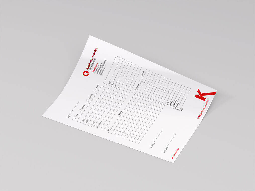 Grafikdesign Wien - Kühl-Gastro-Tec Arbeitsscheine Design